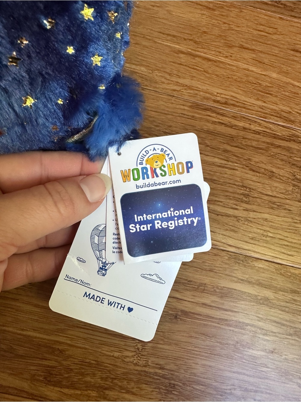 NWT BUILD-A-BEAR Star Wishes Blue Metallic Celestial Stars Teddy Bear - Picture 7 of 10